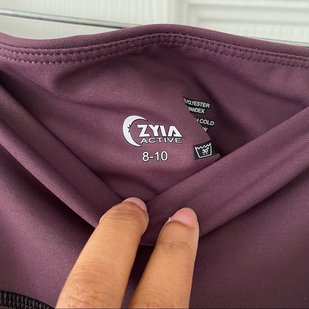 Zyia Mauve Black Pink Color Block Full Leggings S… - image 6